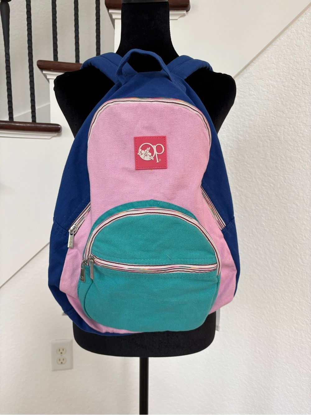 OP Kids Colorblock Backpack - Pink, Teal & Navy